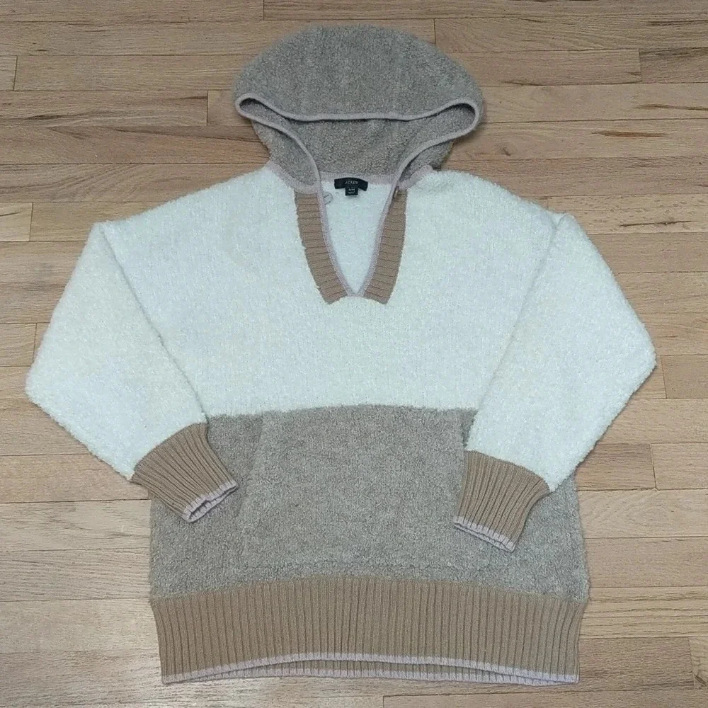 J. CREW Wool Blend Colorblock Sweater Hoodie Medium M